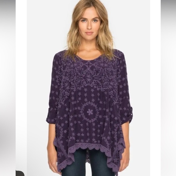 JOHNNY WAS PURPLE JOSSIMAR FLOWY TUNIC XS 💜💜💜 - Picture 4 of 12